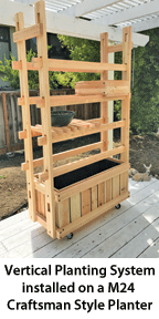 Vertical Rolling Planter Option on a M24 Craftsman Style Planter